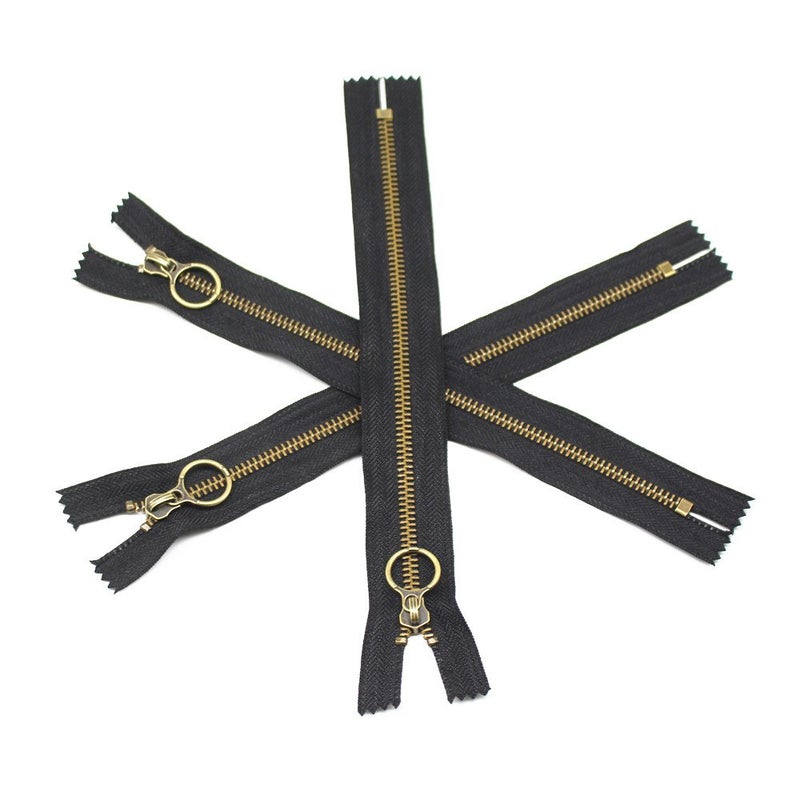 YaHoGa 10PCS 9 Inch (23cm) #5 Antique Brass Plated Metal Zippers Bulk Close End Metal Zippers for Sewing Purse Bags Crafts (#5 Anti-Brass) - Image 3